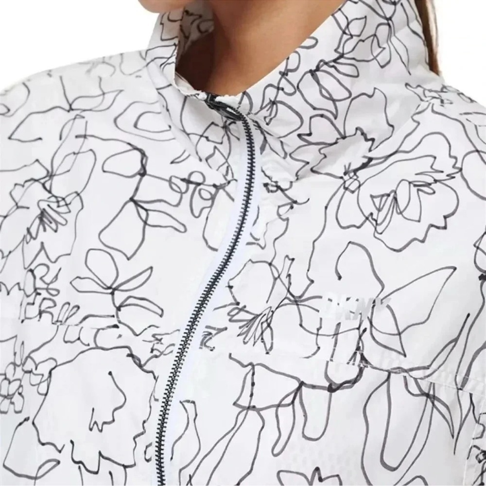 Dkny Sport Women's Ruched Windbreaker - White Sketch XL Size NWT - Picture 6 of 9